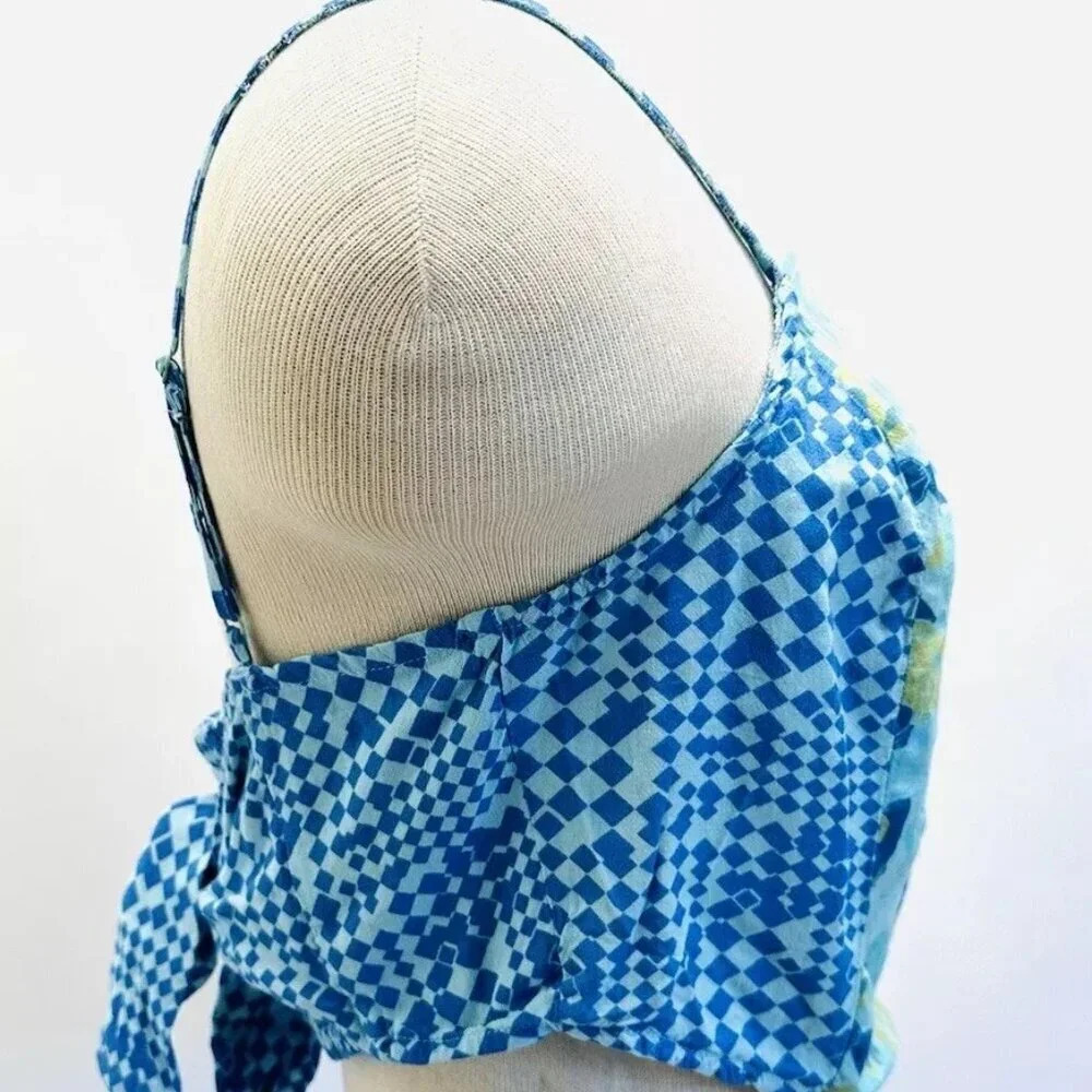 NWT SO GOODS FOR LIFE Juniors Sleeveless Straps Pullover Cropped Blue Top Size M - Picture 7 of 13